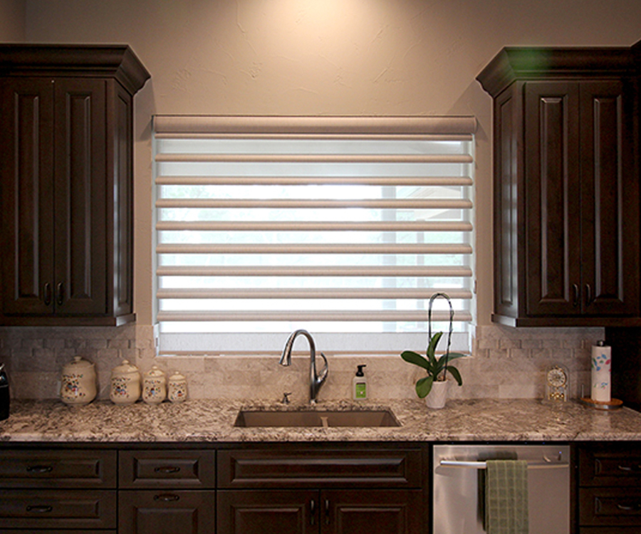 kitchen window shades Hunter Douglas pirouette shades Austin 78731