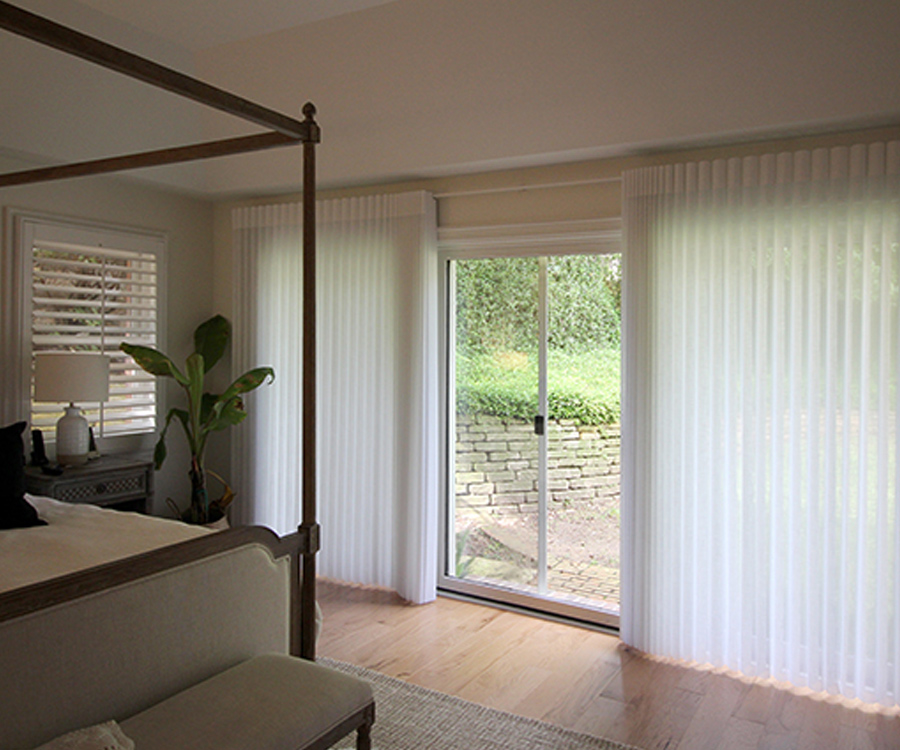 cover sliding glass doors with Luminette Privacy Sheers in Austin TX