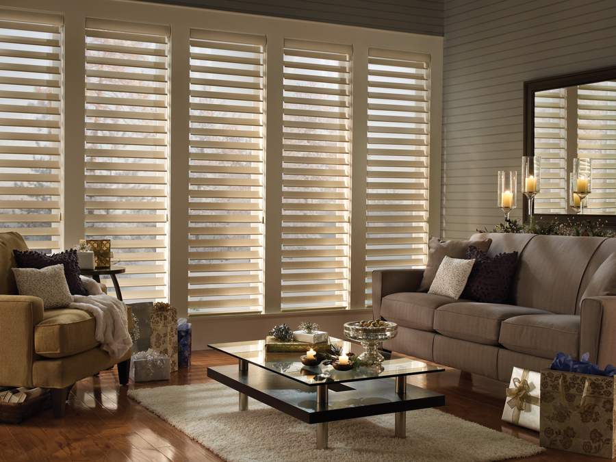 beautifully decorated home design ideas with shutters Hunter Douglas Austin 78758