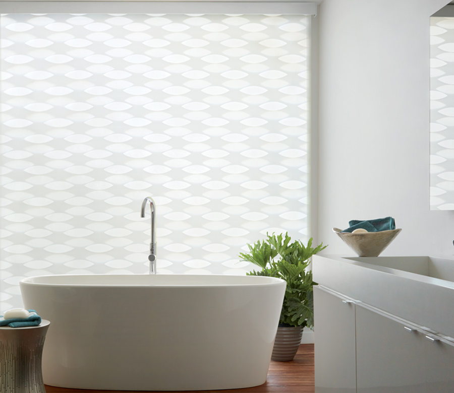 Hunter Douglas designer banded shades bathroom window shades Austin TX