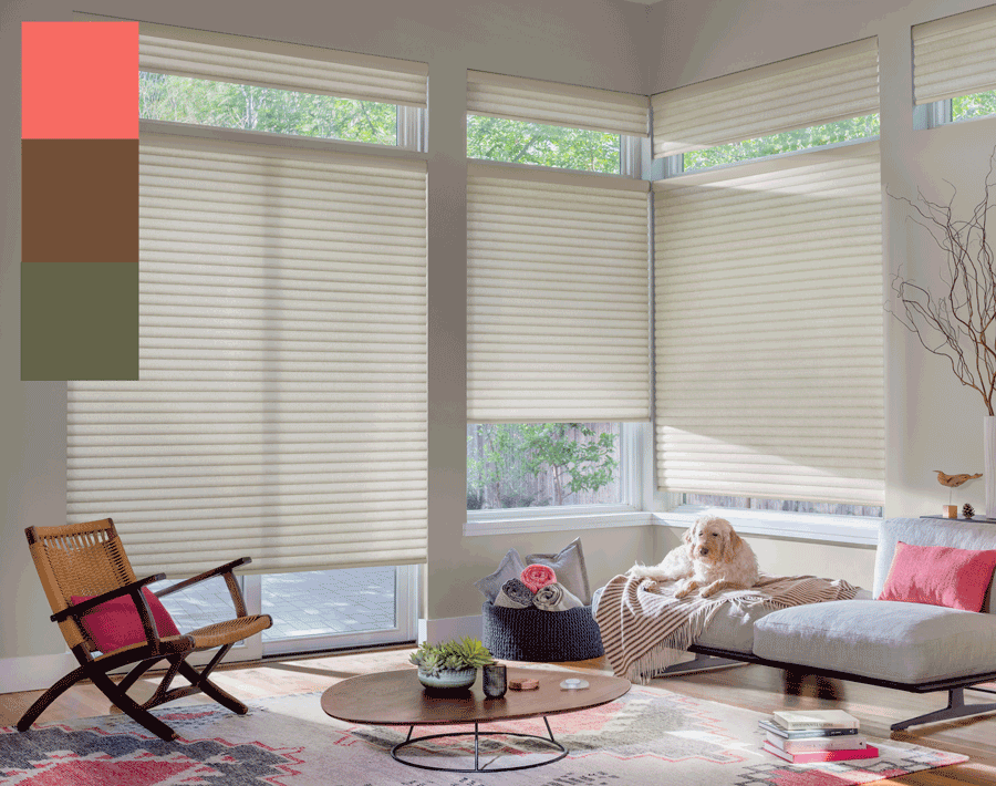 trending colors of 2019 living coral living room honeycomb shades Hunter Douglas Austin 78758