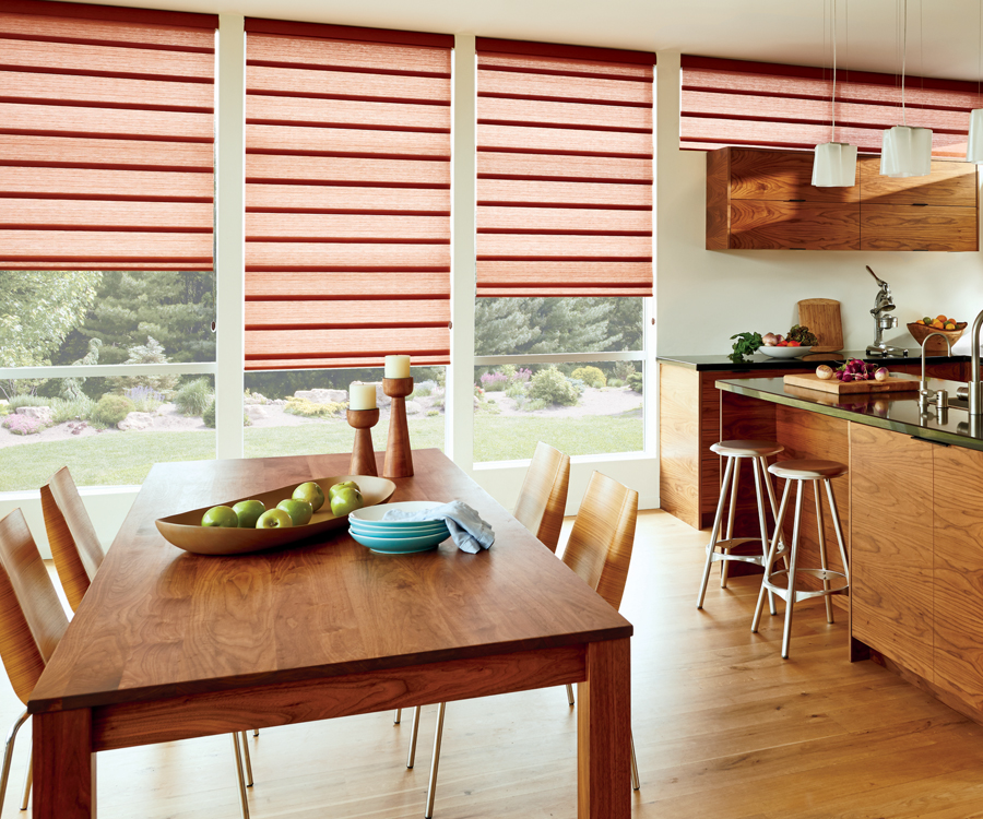 kitchen rustic vignette modern roman shades Hunter Douglas Austin 78758