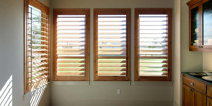 Plantation Style Knotty Alder Shutters Austin 78758