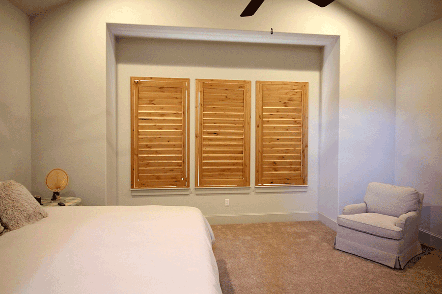 One benefit of plantation shutters is they are room darkening.