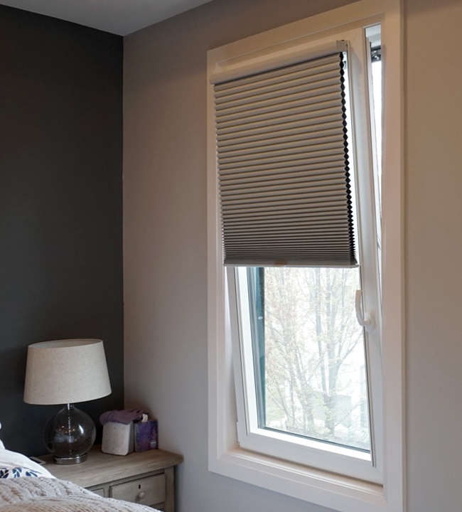 bedroom turn and tilt Hunter Douglas duette honeycomb track glide shades Austin 78731
