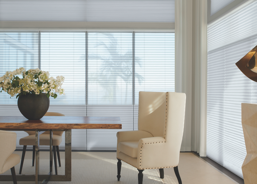 Alustra Duette Honeycomb Shades in dining room.