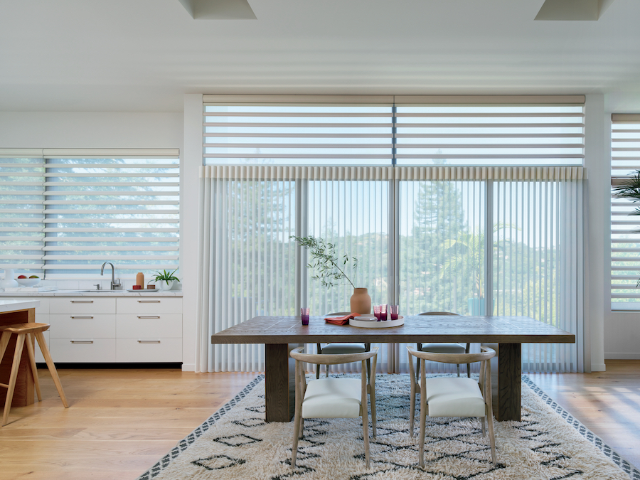 home office large windows Pirouette® Window Shades; Luminette®Privacy Sheers