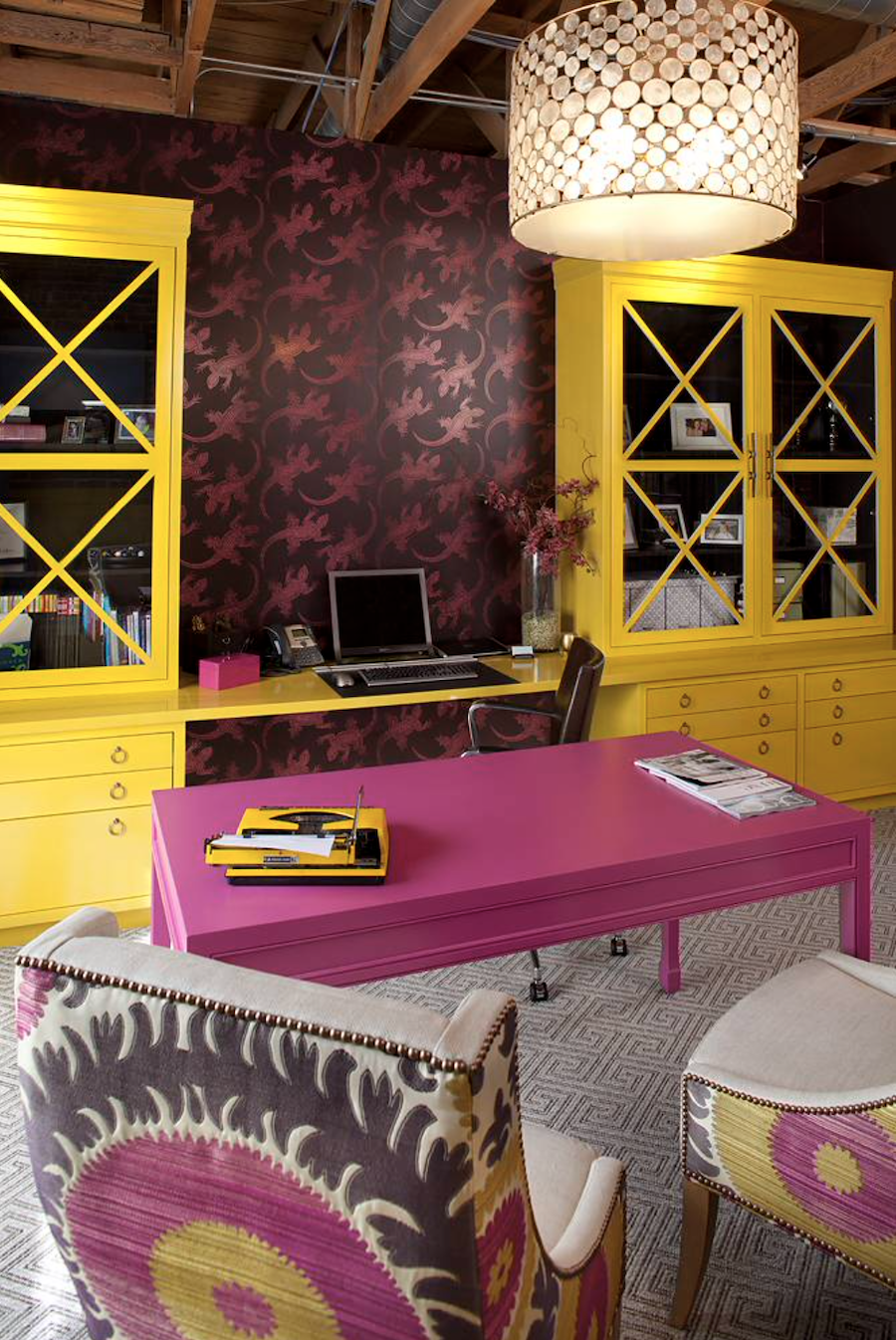 Vibrant built-ins with contrasting colors.