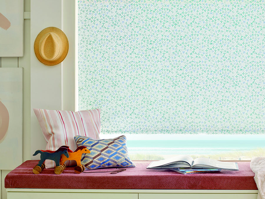 floral stamp patterned roller shades