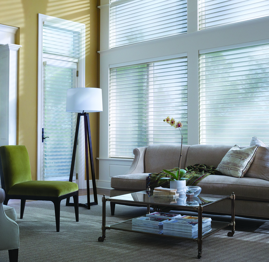 Patio door covered with nantucket sheer shades.