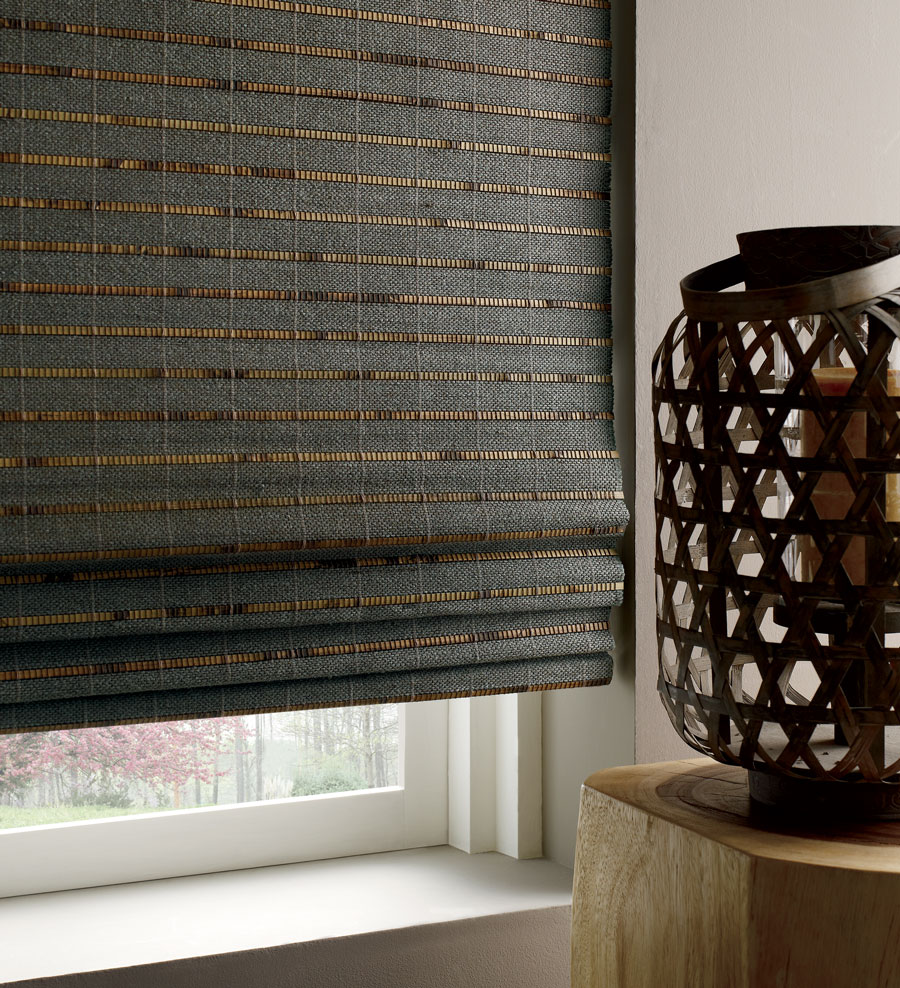 dark woven fabric shades with metallic fibers