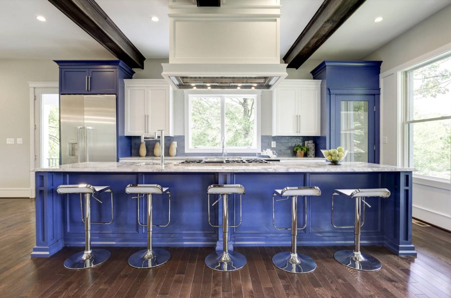 periwinkle kitchen island for modern design