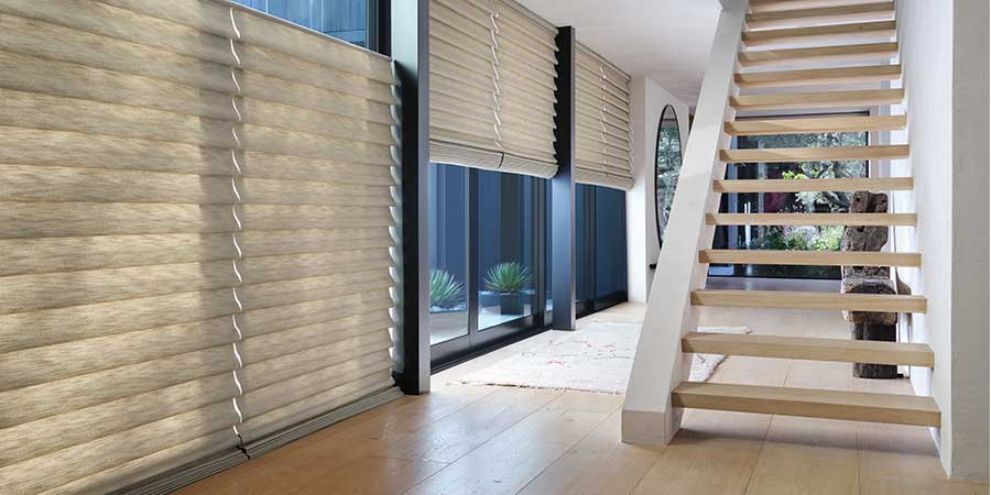 vignette shades in neutral tones in Austin TX home