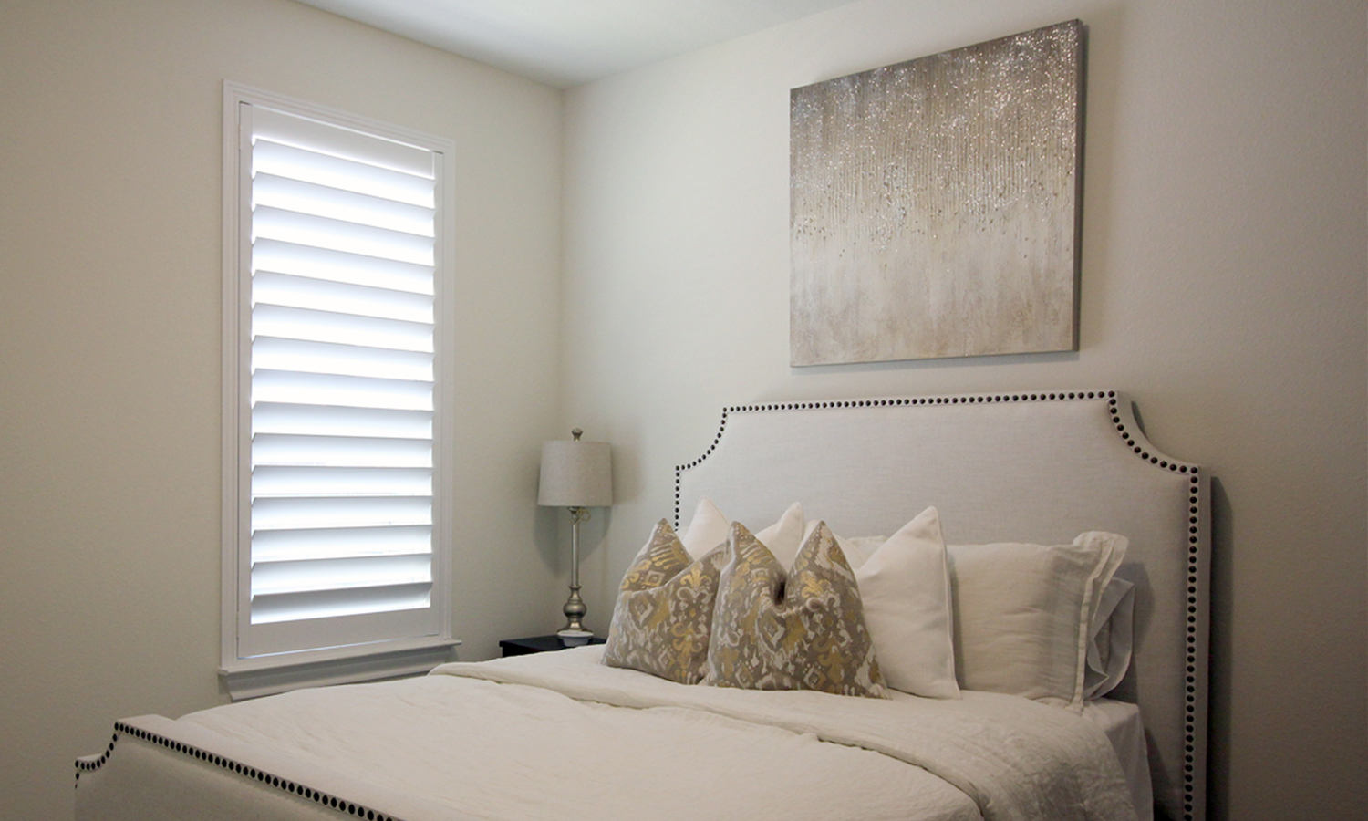 beige bedroom ohair shutters austin window fashions cedar park TX