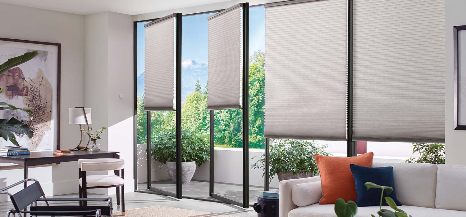 duette honeycomb shades with trackglide on narrow door frames