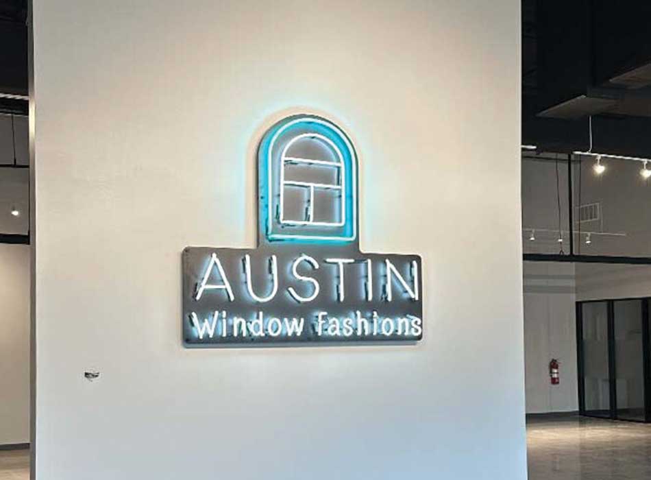austin window fashions sign in showroom