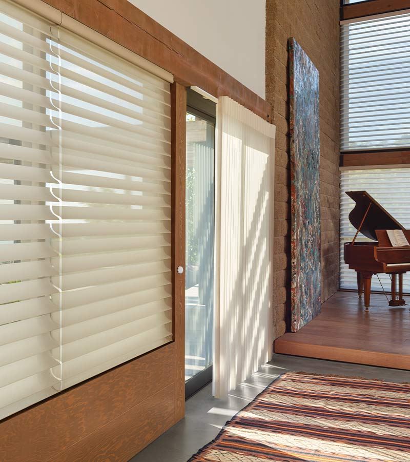 music room with cream Blinds for Sliding Glass Doors in austin