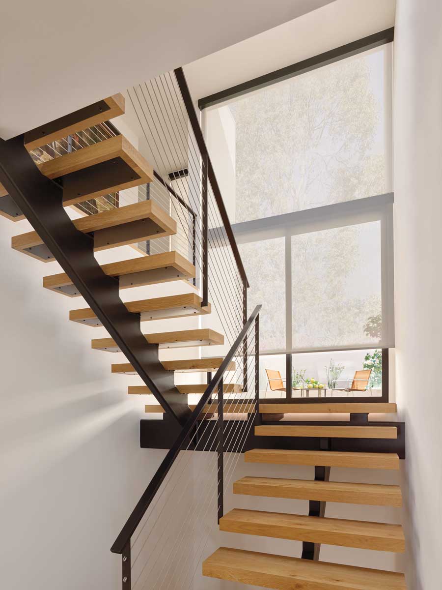 solar shades in modern home with automated blinds Austin TX
