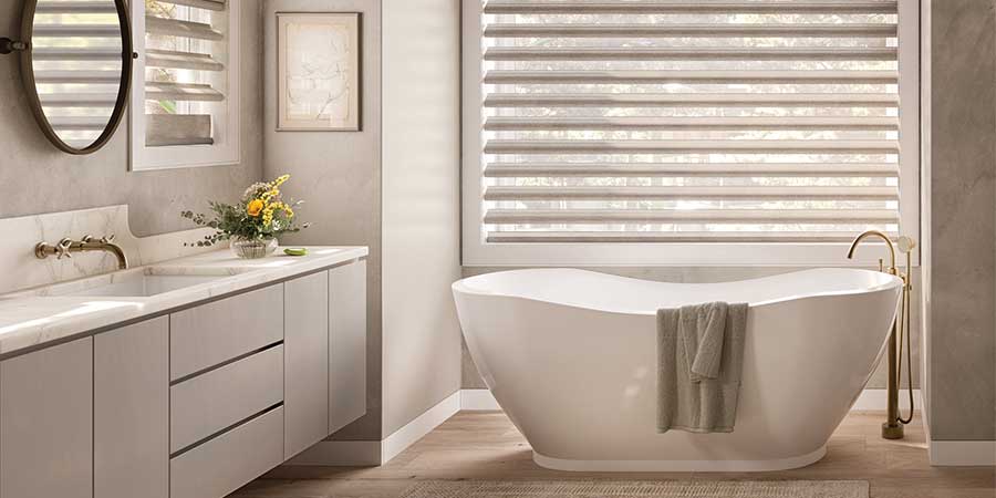 neutral shades in modern bathroom in Austin, TX home