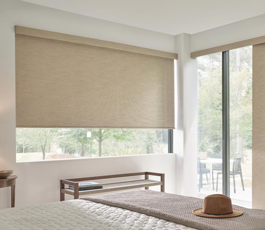 creme bathroom designer roller shades
