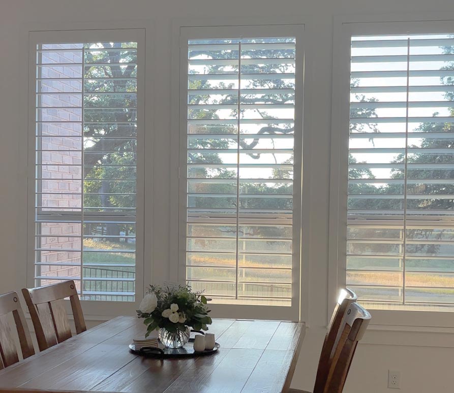 white shutters in dining room austin window fashions