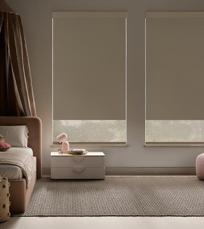 dual-designer-screen-shades-with-room-darkening-for-cozy-childrens-bedroom-austin-window-fashions designer screen shades in kids bedroom